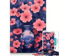 Puzzle da 1000 pezzi con vaso di fiori di ciliegio,paesaggio giapponese,gioco di incastro preciso e divertente,ideale per momenti di relax e tranquillità,regalo di Natale (50x75cm)