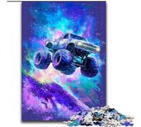 Puzzle da 1000 pezzi con veicolo fuoristrada psichedelico, puzzle in legno Relax & Challenge, decorazione per la casa colorata, amici, dimensioni 50X75cm