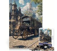 Puzzle da 1000 pezzi con veicolo steampunk in un paesaggio urbano ornato, ideale per adolescenti Un giocattolo che stimola la riflessione e il divertimento Un regalo di Natale perfetto 38x26cm
