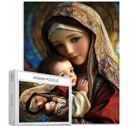 Puzzle da 1000 pezzi con Vergine Maria e Gesù Bambino, per adulti, ad alto dettaglio, arte cristiana, puzzle colorato fai da te, per la decorazione della casa, regali per la famiglia, perfetto per