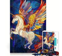 Puzzle da 1000 pezzi con vetrata artistica Pegaso per adulti e ragazzi, gioco di logica, divertimento rilassante, bordi netti, regalo memorabile (38x26cm)