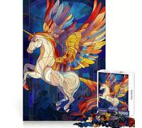 Puzzle da 1000 pezzi con vetrata artistica Pegaso per adulti e ragazzi, gioco di logica, divertimento rilassante, bordi netti, regalo memorabile (38x26cm)