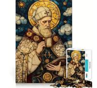 Puzzle da 1000 pezzi con vetrata raffigurante il Papa, ideale per ragazzi, un gioco che stimola la mente Design accogliente e rilassante, perfetto per l'assemblaggio e come regalo 38x52cm