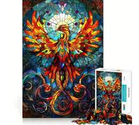 Puzzle da 1000 pezzi con vetrata raffigurante una fenice, ideale per adolescenti Migliora la memoria, favorisce il rilassamento mentale e crea un'atmosfera creativa Regalo perfetto (50x75cm)
