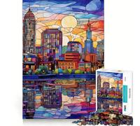 Puzzle da 1000 pezzi con vetrate artistiche di Boston per ragazzi, stimolante per la mente e il tempo libero, con bordi precisi e un regalo pensato con cura 50x75cm