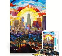 Puzzle da 1000 pezzi con vetrate artistiche di Los Angeles per adulti e ragazzi, gioco di logica e svago, con bordi precisi, decorazione murale 50x75cm