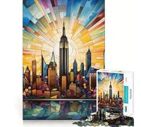 Puzzle da 1000 pezzi con vetrate artistiche di New York per adulti e ragazzi, gioco per la mente, rilassante, taglio preciso, regalo di Natale 38x52cm
