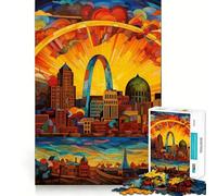 Puzzle da 1000 pezzi con vetrate artistiche di St Louis per ragazzi, gioco di abilità mentale, svago, divertimento, design, assemblaggio, regalo elegante 50x75cm
