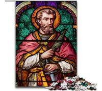Puzzle da 1000 pezzi con vetrate di San Ambrogio, giocattoli educativi e giochi per famiglie con poster abbinato e foglio di quiz (26x38cm)