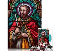 Puzzle da 1000 pezzi con vetrate di San Giovanni Battista per adulti e ragazzi, giocattolo educativo intellettuale decomprimente, regalo di compleanno, regali, arte murale 50x75cm