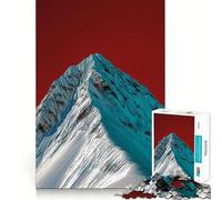 Puzzle da 1000 pezzi con vetta innevata e cielo rosso per adulti, gioco di logica, passatempo per la casa, bordi puliti, bel regalo (38x52cm)