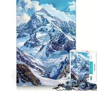 Puzzle da 1000 pezzi con vetta innevata per ragazzi, ideale per sviluppare la memoria, facile da realizzare, con bordi puliti, a sorpresa per Natale (38x52cm)