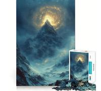 Puzzle da 1000 pezzi con vetta mistica illuminata da una luce dorata, ideale per ragazzi Gioco di puzzle che stimola la creatività e il divertimento Decorazione murale con taglio preciso (38x52cm)