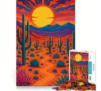 Puzzle da 1000 pezzi con vibrante paesaggio desertico e cactus,ideale per sviluppare la memoria,con bordi lisci e incastri perfetti Un modo divertente per riempire il tempo libero (38x52cm)