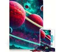 Puzzle da 1000 pezzi con vibrante scena spaziale e pianeti ad anelli,divertente per allenare la mente,con incastri precisi e senza spazi vuoti,ideale per momenti di condivisione con i propri cari