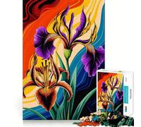 Puzzle da 1000 pezzi con vibranti fioriture di gigli e iris in onde astratte,gioco creativo con componenti robusti e ben definiti,ideale da portare in viaggio,perfetto come regalo (38x26cm)