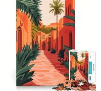 Puzzle da 1000 pezzi con villaggio mediterraneo del Marocco,incastro preciso,gioco di concentrazione,divertimento e relax,regalo di Natale (38x52cm)