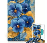 Puzzle da 1000 pezzi con viole del pensiero blu ad acquerello,gioco di squadra preciso,divertente,stimola la mente,ideale per momenti di relax,perfetto per decorazioni natalizie 38x52cm