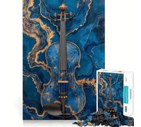 Puzzle da 1000 pezzi con violino blu e oro,disegno ritagliato con precisione,sfida intelligente e divertente,gioco per il tempo libero,regalo decorativo natalizio 38x52cm