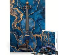 Puzzle da 1000 pezzi con violino blu e oro per adulti, gioco di logica e svago, bordi precisi, ottimo regalo (38x52cm)