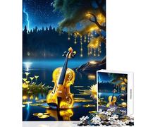 Puzzle da 1000 pezzi con violino luminoso e luminoso giocattolo educativo regali di Babbo Natale segreto giochi rilassanti con poster abbinato e foglio di quiz dimensioni 38x52cm