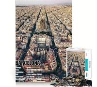 Puzzle da 1000 pezzi con vista aerea di Barcellona,bordo pulito,decorazione,gioco creativo,divertimento facile,regalo di Natale (38x52cm)