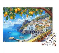 Puzzle da 1000 pezzi con vista costiera e albero di limoni, Costiera Amalfitana, vista limoni, per adulti dai 12 anni in su, gioco educativo, decorazione per la casa, 70x50 cm