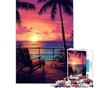 Puzzle da 1000 pezzi con vista dal balcone delle Hawaii in stile pixel art gioco educativo e rompicapo perfetto come regalo decorativo per uomini e donne (dimensioni 38x52cm)
