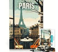 Puzzle da 1000 pezzi con vista dal balcone di Parigi e Torre Eiffel Gioco di precisione e attività per la mente,divertente per il tempo libero,regalo di compleanno (38x52cm)