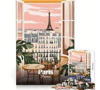 Puzzle da 1000 pezzi con vista dal balcone di Parigi per ragazzi,ideale per l'allenamento intelligente,il tempo libero e la fuga dalla realtà,con taglio perfetto,perfetto come regalo di Natale 50x75cm