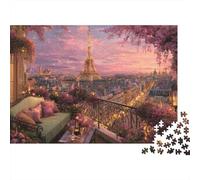 Puzzle da 1000 pezzi con vista dal balcone di Parigi,Torre Eiffel al tramonto, paesaggio urbano,per adulti dai 12 anni in su, gioco educativo,decorazione per la casa,sfida ad alta,compleanno,38x26 cm