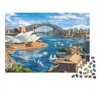 Puzzle da 1000 pezzi con vista del porto di Sydney. Vista della città di Sydney, gioco educativo per adulti. Bellissima decorazione, difficile, stimolante, regalo di compleanno. 38x26 cm/1000 pezzi
