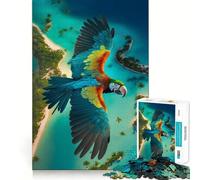 Puzzle da 1000 pezzi con vista di un'isola tropicale e un'ara, taglio preciso, divertente sfida mentale, gioco per il tempo libero, compleanno, arte e divertimento (50x75cm)