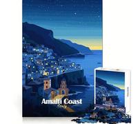 Puzzle da 1000 pezzi con vista notturna della Costiera Amalfitana, ideale per ragazzi, per allenare la mente, divertimento facile, taglio uniforme, elegante regalo di Natale (38x52cm)