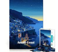 Puzzle da 1000 pezzi con vista notturna della Costiera Amalfitana per adulti,esercizio mentale,taglio di precisione,bordi lisci,rilassante attività di gruppo al chiuso (38x26cm)