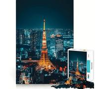 Puzzle da 1000 pezzi con vista notturna della Torre di Tokyo per adolescenti, gioco di logica e abilità, antistress, tagli precisi, regalo perfetto 38x26cm