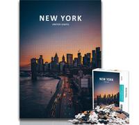 Puzzle da 1000 pezzi con vista notturna di New York City per adulti e ragazzi, gioco per famiglie, antistress, sfida difficile, collezione di artisti, belle arti 75x50cm