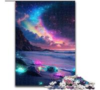 Puzzle da 1000 pezzi con vista notturna sulla spiaggia e sulla galassia Realizzato in cartone, regalo perfetto per compleanni, vacanze e decorazioni per la casa 1000 pezzi(26x38cm)