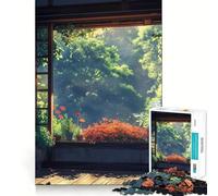 Puzzle da 1000 pezzi con vista rustica da una finestra, ideale per adulti, per migliorare la memoria, per un piacevole momento di relax, un'opera d'arte da assemblare e da collezione (50x75cm)