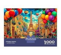 Puzzle da 1000 pezzi con vista su Parigi, palloncini sulla città, giochi educativi per adulti, bella decorazione, sfida, alta difficoltà, regalo di compleanno per uomini e donne, 70x50 cm/1000 pezzi