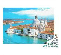 Puzzle da 1000 pezzi con vista sui canali di Venezia e basilica aerea, ideale per giochi educativi per adulti, decorazione per la casa, ideale per compleanni, 70x50 cm.