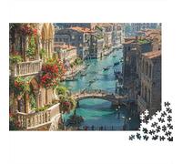 Puzzle da 1000 pezzi con vista sul canale di Venezia e ponte sul canale di Venezia, gioco educativo per adulti, bellissima decorazione, sfida di alta difficoltà, regalo di compleanno 38x26cm/1000pcs