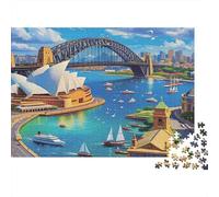Puzzle da 1000 pezzi con vista sul porto di Sydney, Sydney Harbour Bridge e Opera House. Gioco educativo per adulti, decorazione per la casa, difficile, regalo di compleanno. Dimensioni: 52x38 cm.