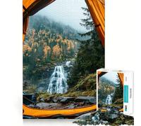 Puzzle da 1000 pezzi con vista sulla cascata dalla tenda,ideale per ragazzi,con un divertente gioco di memoria e un'attività di gruppo rilassante al chiuso (50x75cm)