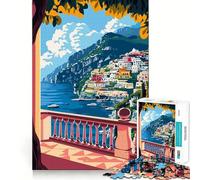 Puzzle da 1000 pezzi con vista sulla Costiera Amalfitana,Italia e Mediterraneo Gioco di logica,stimolante e rilassante,ideale come regalo di Natale (38x26cm)
