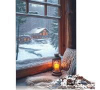 Puzzle da 1000 pezzi con vista sulla finestra di una cabina accogliente per adulti, regalo di Halloween, puzzle per adulti, decorazioni e regali unici per la casa, 1000 pezzi (75x50 cm)