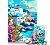 Puzzle da 1000 pezzi con vista sulla Grecia,tema viaggio e arte,gioco di precisione e attività cerebrale,divertimento per il tempo libero,regalo di compleanno (38x52cm)