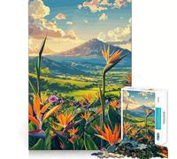 Puzzle da 1000 pezzi con vista sulle montagne e uccello del paradiso per adulti, ideale come gioco rilassante e antistress, con bordi precisi e un regalo speciale (38x26cm)