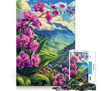 Puzzle da 1000 pezzi con vista sulle orchidee e sulle montagne ideale per adulti Gioco di puzzle che stimola la memoria per un momento di relax Dimensioni compatte Regalo perfetto per le vacanze