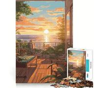 Puzzle da 1000 pezzi con vista sull'oceano e tramonto, ideale per adolescenti Puzzle stimolante per la memoria, gioco rilassante, bordi netti, regalo di alta qualità (38x26cm)